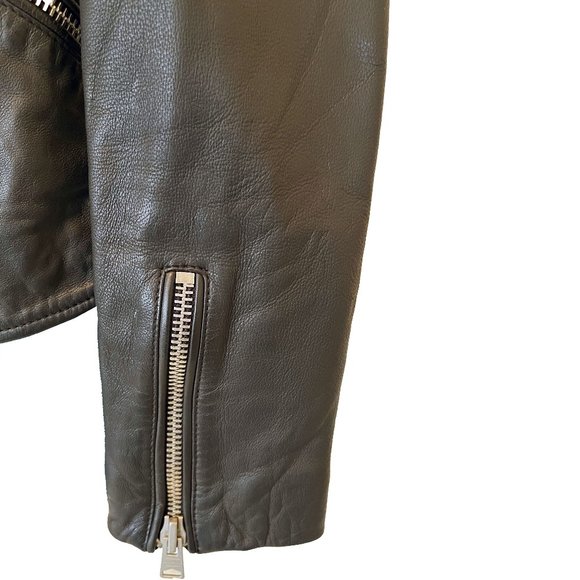 All Saints Lewin Leather Biker Jacket in Black, Size US 4 Small - Picture 10 of 16